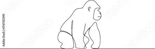Apes one continuous line art, Vector illustration, One line art, Line art graphic style