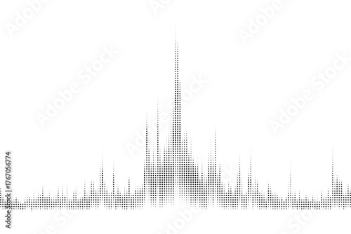 Gray soundwave vector with smooth peaks and valleys, abstract digital pulse design for audio visual effects, modern branding, music media, and creative projects