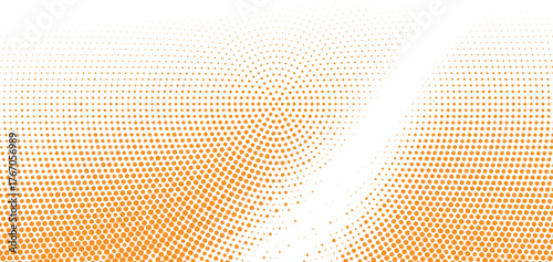 Abstract orange halftone wave pattern design for dynamic music pulse, audio branding, creative visual effects, modern digital media, and advertising use