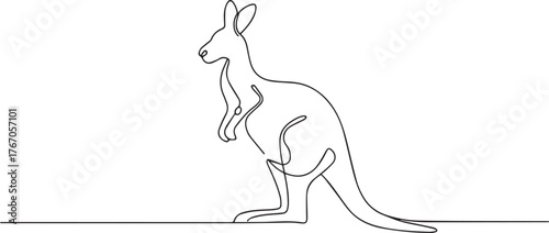 A kangaroo one continuous line art, Vector illustration, One line art, Line art graphic style