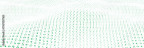 Green halftone wave flow pattern with fading effect for digital audio branding, modern web design, and creative visual media advertising
