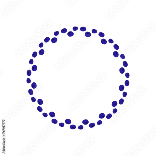 Cute round wreath with blueberries isolated on white background.