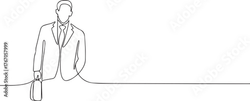 A business man one continuous line art, Vector illustration, One line art, Line art graphic style