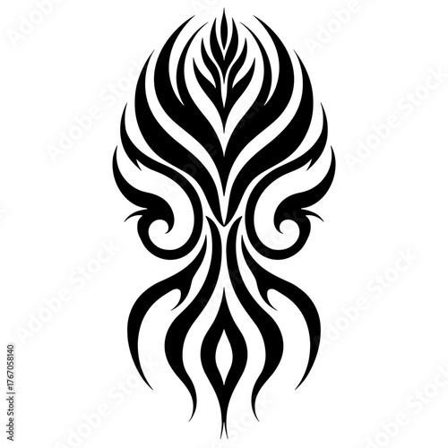 Abstract tribal tattoo design with intricate patterns and curves  