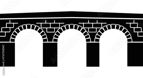 Simple silhouette icon of a classic three-arched stone bridge