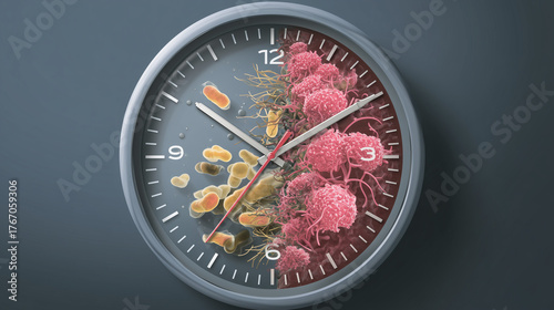 A clock visualizing the activation of autophagy during the fasting period, a concept in longevity science.