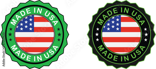 Made in USA | Made in USA on white background | Made in USA labels on white background |  Made in USA stamp with American flag vector illustration for product packaging promoting American-made goods