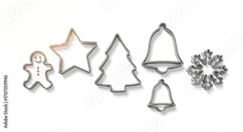 Create holiday magic with these delightful gingerbread man, star, tree, bell, and snowflake cookie cutters for festive baking fun