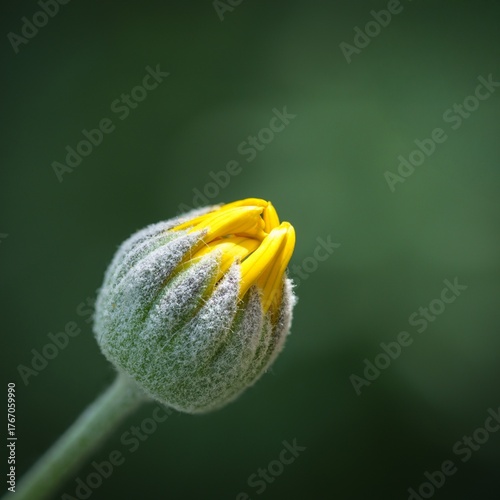 a yellow daisy bud macro