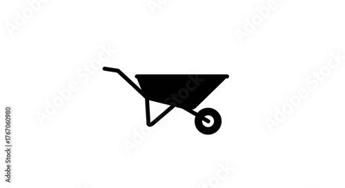 Silhouette of a wheelbarrow for garden and construction projects
