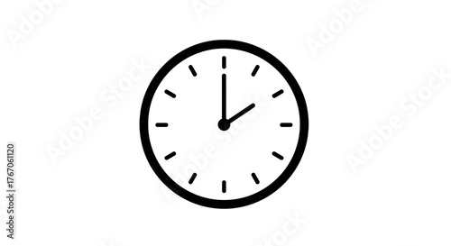 Minimal clock icon with black and white design for time themes