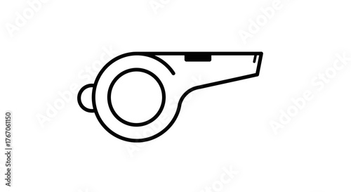 Black and white line art whistle icon for sports and coaching