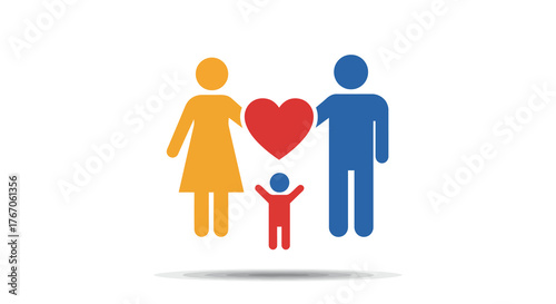 Colorful family symbol with heart embracing love and unity