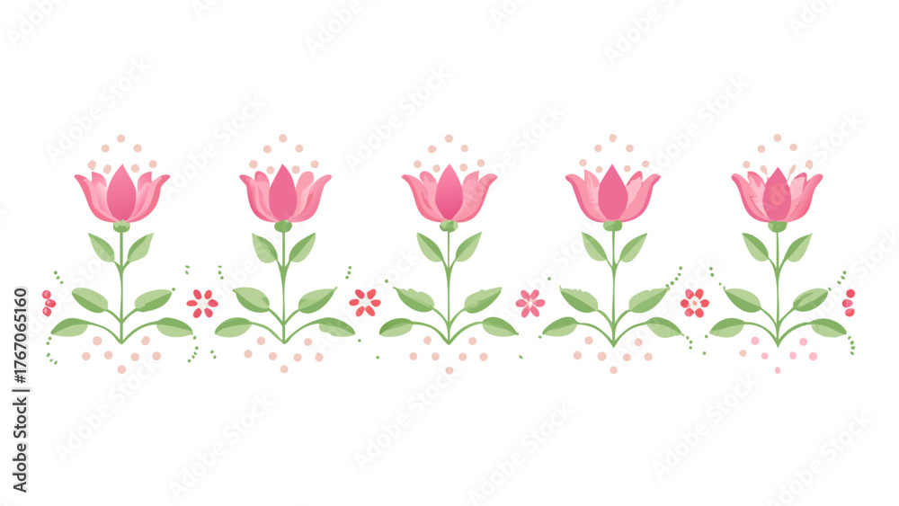 Naklejka premium Pink flower pattern floral design spring blossom nature art decoration botanical vector seamless background