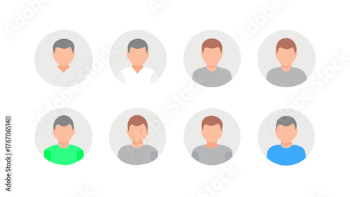 Collection of avatar profile user account design person graphic face head man people member icon and symbol set