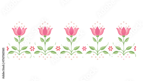 Pink flower pattern floral design spring blossom nature art decoration botanical vector seamless background