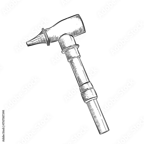 Medical otoscope vector line art hand drawn illustration
