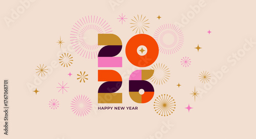 Colorful geometric New Year 2026 banner
