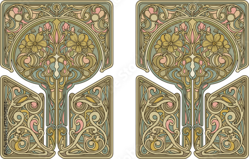 Art Nouveau Vector Illustration – Elegant and Decorative Floral Design Elements