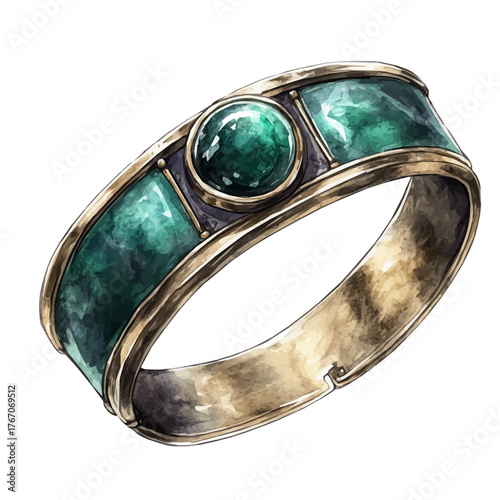 Victorian Bracelet, watercolor drawing vector, isolated on a white background.