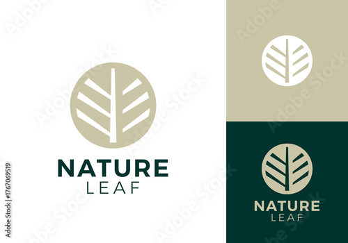 abstract leaf circle logo. spa beauty cosmetic vector design concept