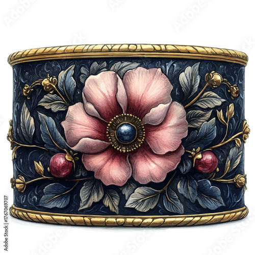 Victorian Bracelet, watercolor illustration vector, isolated on a white background.