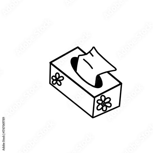 Tissue Box Line Drawing Illustration