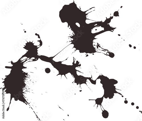 Dark ink splashes abstract design black white