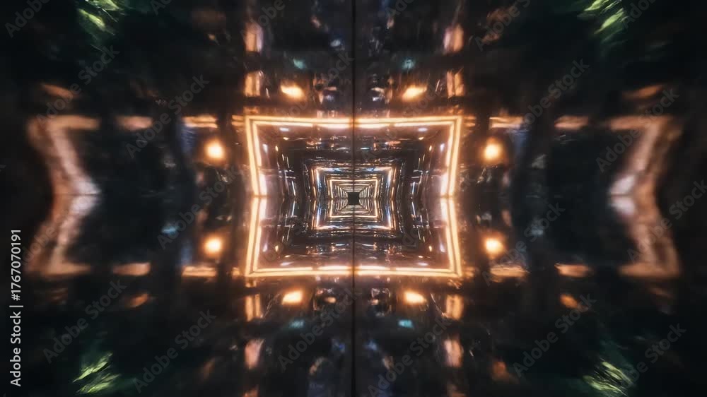 High Speed Travel Through a Futuristic Neon Tunnel Animation.