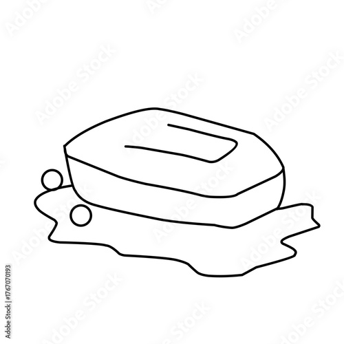 Soap Bar with Bubbles Line Art Illustration