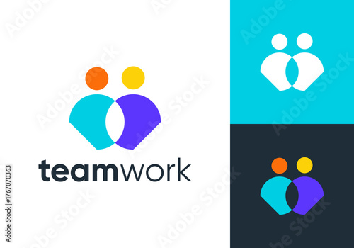 partner job logo design. simple creative work people icon vector concept	
