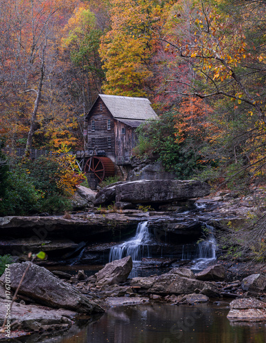 Glade Crist Mill Babcock State Park in West Virginia during fall
