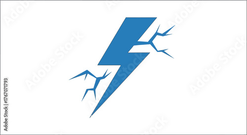 Cracked blue lightning bolt symbolizing power and energy disruption
