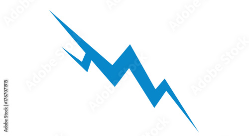 Dynamic blue lightning bolt symbolizing power and energy on a white background.