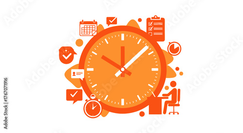 Efficiently managing tasks and deadlines with a large clock and calendar icons