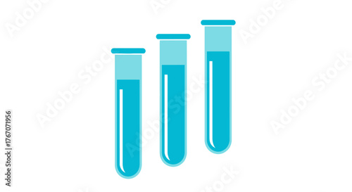 Three laboratory test tubes filled with blue liquid, representing scientific research and discovery.