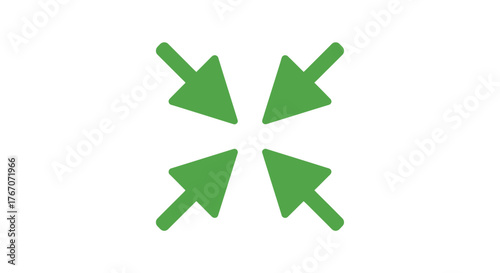 Four green arrows pointing inward towards a central focus point, symbolizing convergence and concentration.