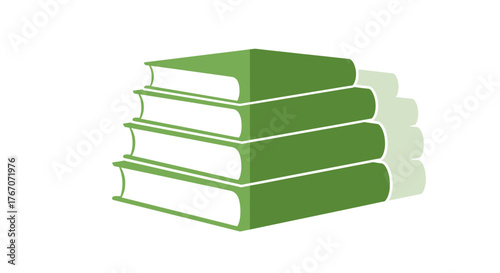 Stack of four green hardcover books symbolizing knowledge and learning