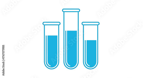 Three clear glass test tubes filled with blue liquid, symbolizing scientific research and discovery.