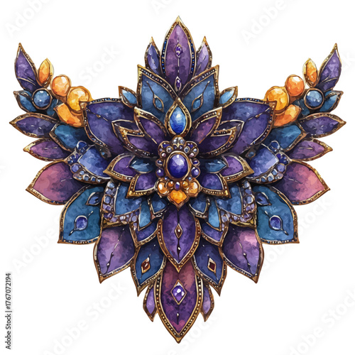 Tribal Body Jewelry, watercolor painting vector, isolated on a white background.