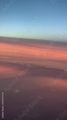 Sunset Over Ocean, Rayleigh Scattering Effect, Aerial View, Continental Europe Horizon Air, Earth Sky, Sunset Gradient Sky, Flying, Cruising Altitude 