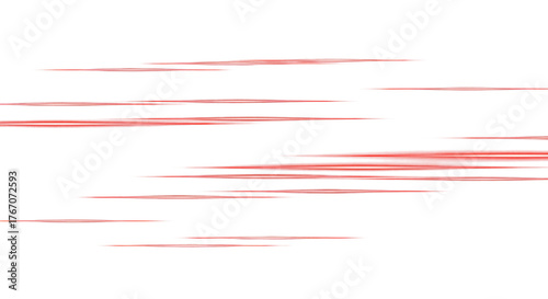 glowing red neon light streaks horizontal motion blur futuristic laser lines speed trail effect on solid black background high contrast cinematic sci-fi energy flow modern ab  clean png