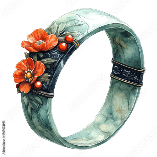 Traditional Bangle, watercolor clipart vector, isolated on a white background.