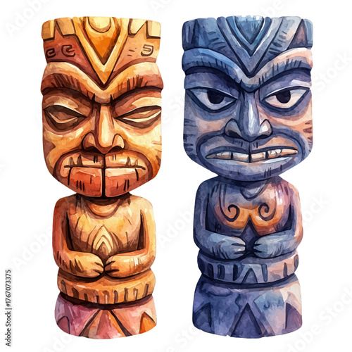 Totem Jewelry, watercolor vector, isolated on a white background.