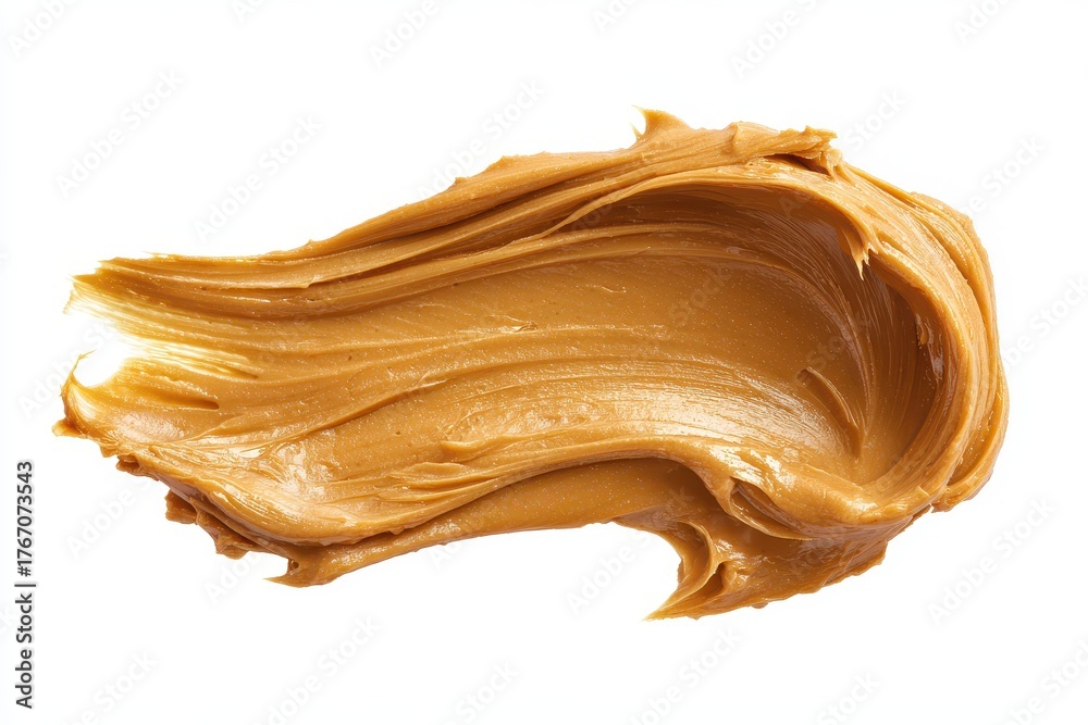 Naklejka premium Rich Peanut Butter Smear - Creamy Spread on Clean White Surface