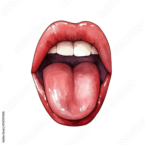 Tongue Ring, watercolor painting vector, isolated on a white background.