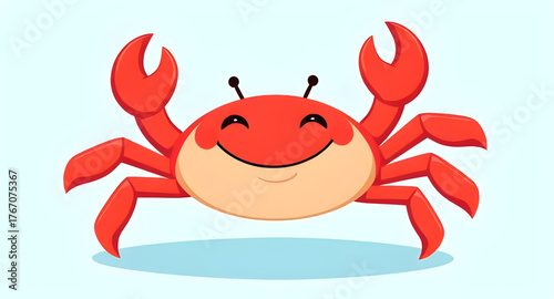 red, crab, cartoon, character, vector, illustration, sea, ocean, marine, crustacean, cute, funny, playful, animal, wildlife, aquatic, beach, seaside, claw, shell, minimal, flat, line, outline, graphic