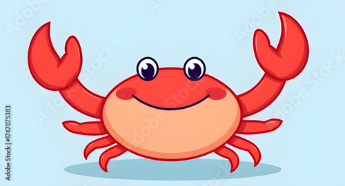 red, crab, cartoon, character, vector, illustration, sea, ocean, marine, crustacean, cute, funny, playful, animal, wildlife, aquatic, beach, seaside, claw, shell, minimal, flat, line, outline, graphic