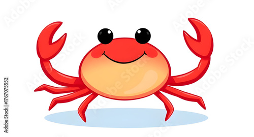 red, crab, cartoon, character, vector, illustration, sea, ocean, marine, crustacean, cute, funny, playful, animal, wildlife, aquatic, beach, seaside, claw, shell, minimal, flat, line, outline, graphic