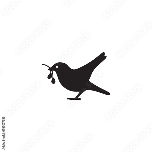 Sparrow silhouette vector with white background